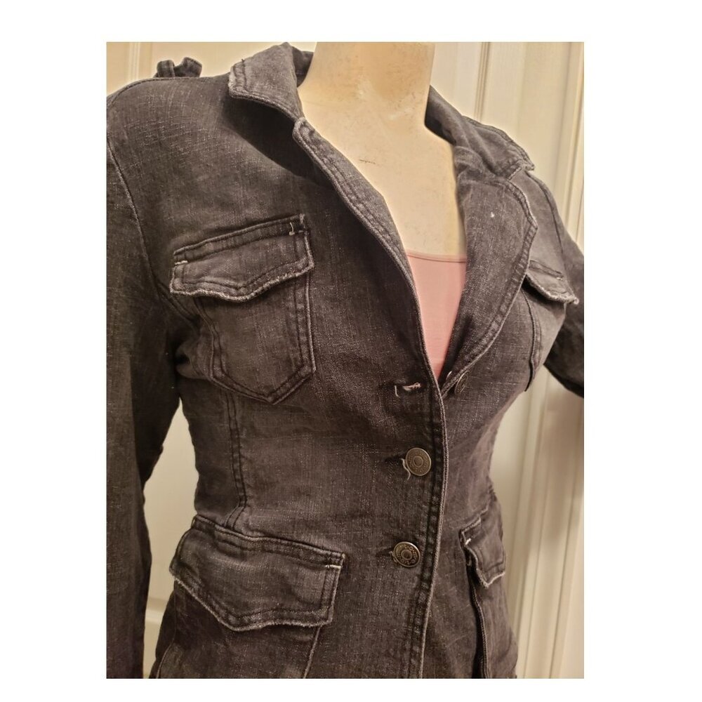 Moto Black  tailored jean Jacket, XS-S Adult